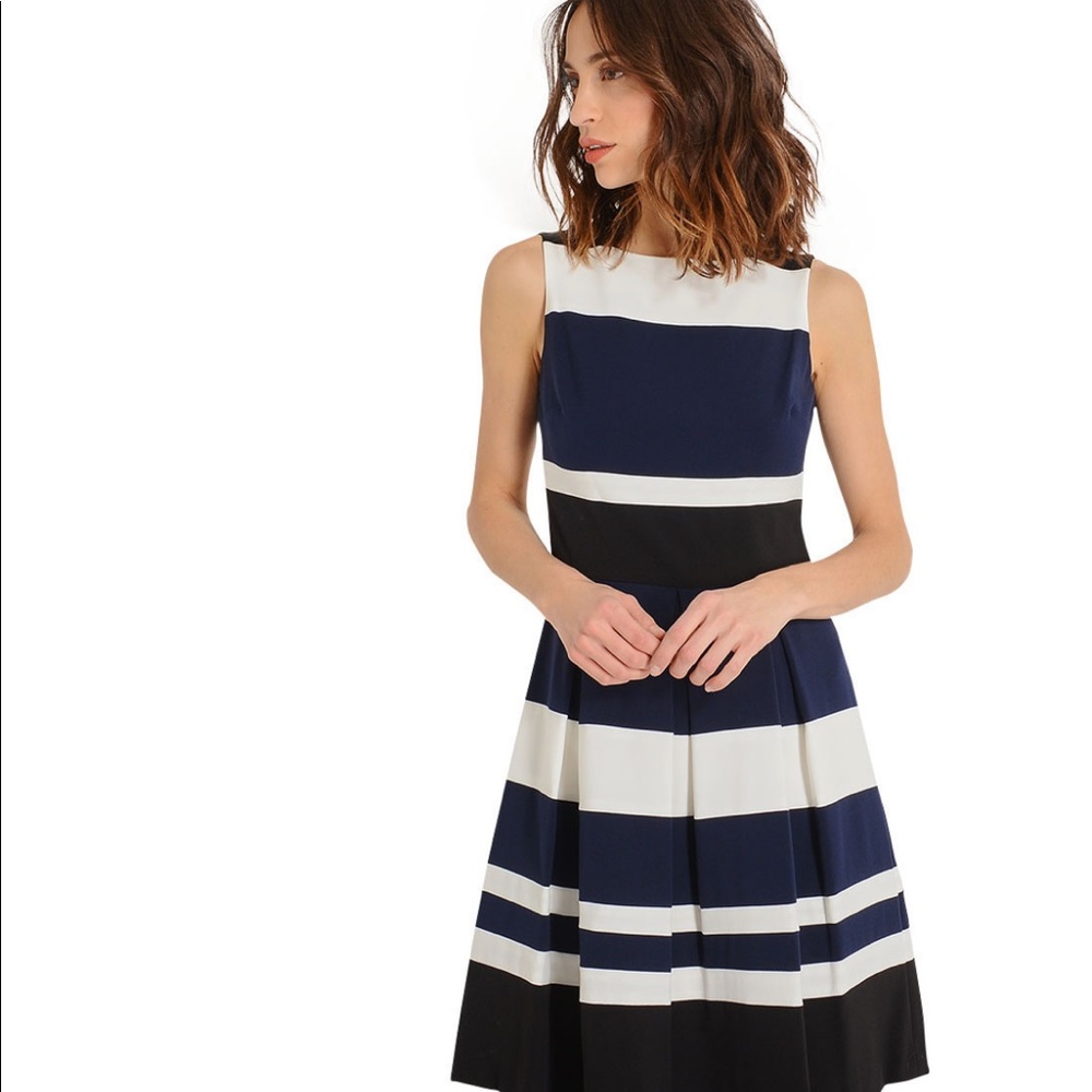 Ralph Lauren Striped Pleated Fit & Flare Dress